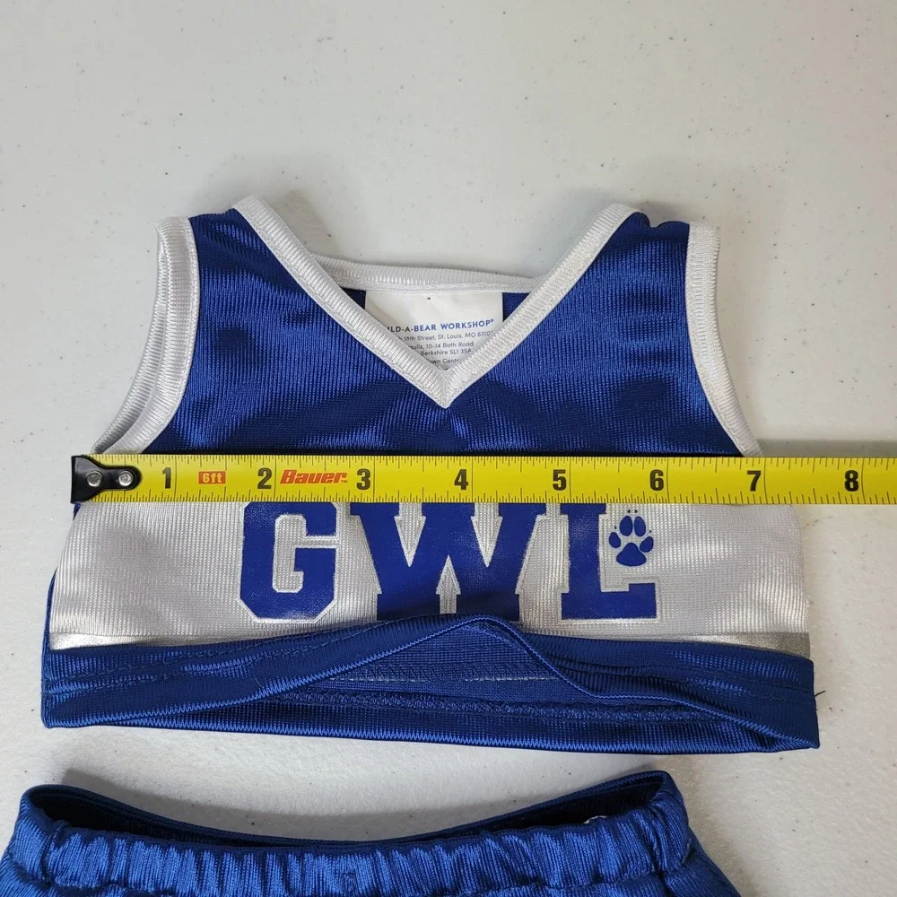 Build A Bear BAB GWL Great Wolf Lodge Cheerleader Outfit Blue Silver with Shoes‎